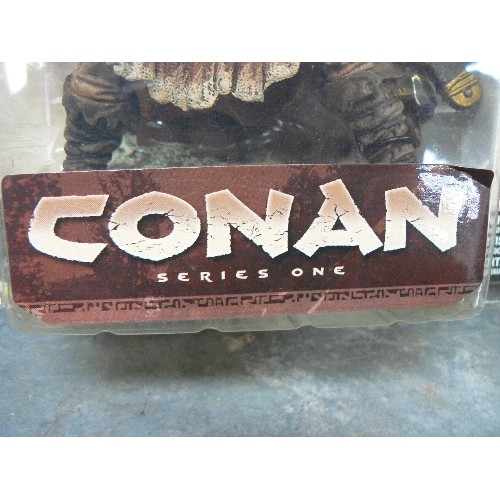 318 - 3 X SPAWN.COM ACTION FIGURES. SERIES 1. CONAN OF CIMMERIA, SKIFELL, & SVADUN. BOXED.