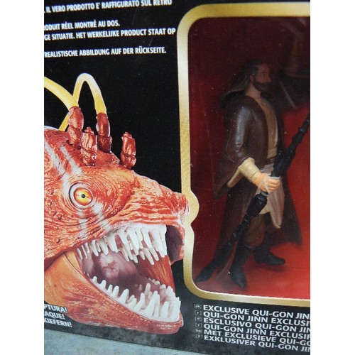 320 - 3 X STAR-WARS EPISODE 1 FIGURES. CANON DE ASALTO- GUNGAN & JAR JAR BINKS. OPEE & QUI-GON JINN WITH S... 