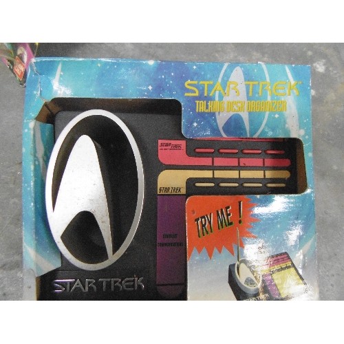 337 - STAR TREK. TALKING DESK ORGANIZER. ALSO LIET COMM DATA. BOTH BOXED.