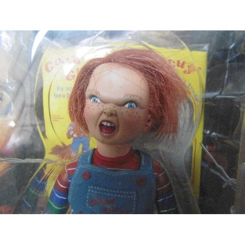 339 - CHUCKY DOLL FIGURE, FROM CHILD'S PLAY 3. FEATURES VOODOO KNIFE, HAMMER, BAT, AND GOOD GUYS BOX. BOXE... 