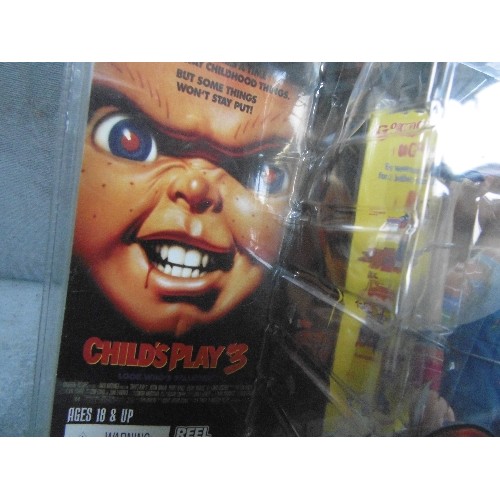 339 - CHUCKY DOLL FIGURE, FROM CHILD'S PLAY 3. FEATURES VOODOO KNIFE, HAMMER, BAT, AND GOOD GUYS BOX. BOXE... 