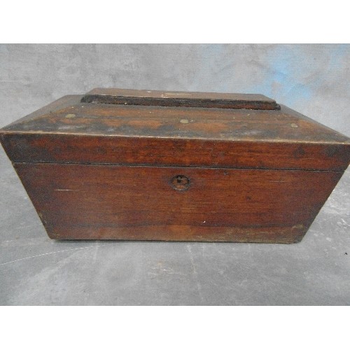 123 - GEORGIAN ROSEWOOD TEA CADDY - SARCOPHAGUS SHAPE - RESTORATION PROJECT