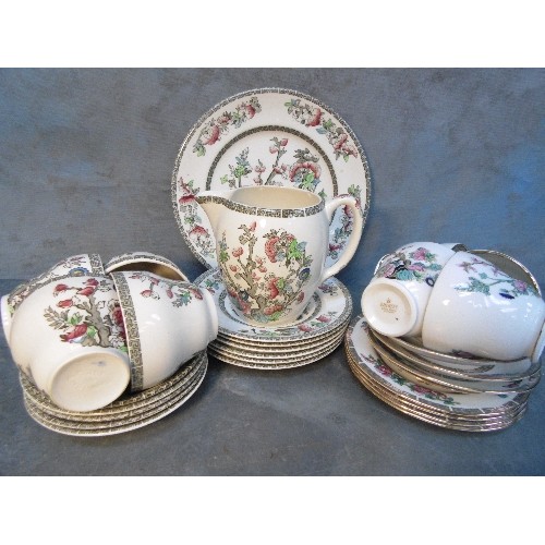 192 - JOHNSON BROTHERS INDIAN TREE PART TEA SET WITH LARGE MILK JUG (17 PIECES) TOGETHER WITH A BONE CHINA... 