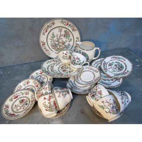 192 - JOHNSON BROTHERS INDIAN TREE PART TEA SET WITH LARGE MILK JUG (17 PIECES) TOGETHER WITH A BONE CHINA... 