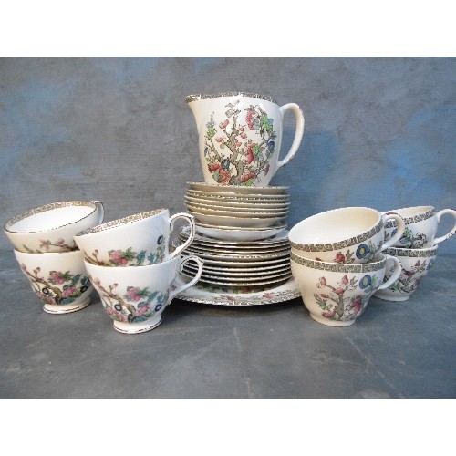 192 - JOHNSON BROTHERS INDIAN TREE PART TEA SET WITH LARGE MILK JUG (17 PIECES) TOGETHER WITH A BONE CHINA... 