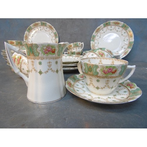 190 - A PRETTY VICTORIAN TEASET BY HEATHCOTE CHINA, STAFFS, 