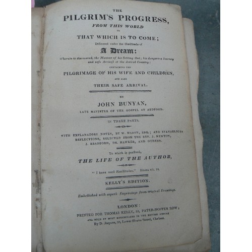 277 - RARE RAILWAY & RELIGIOUS INTEREST BOOK. AN 1827 EDITION OF THE PILGRIMS PROGRESS BY JOHN BUNYAN, PUB... 