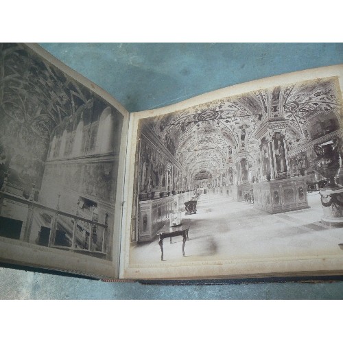 261 - 19TH CENTURY LEATHER BOUND ALBUM OF PHOTOGRAPHS OF ROME AND VENICE, ITALY - 49 ALBUMEN PRINTS 10 INC... 