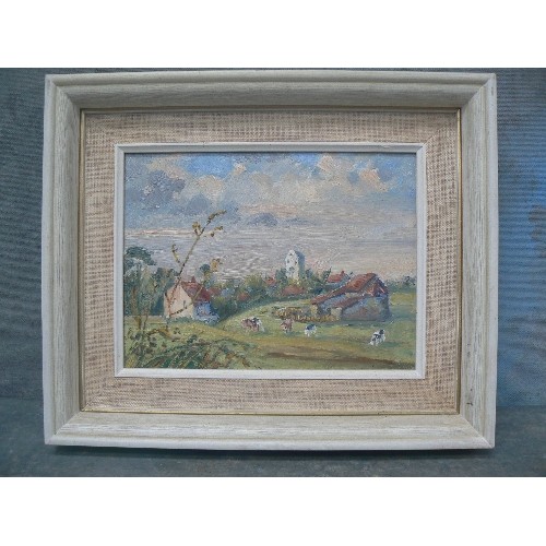 175 - VERA CURTIS (1907 - 1997). SUFFOLK ARTIST. SMALL OIL PAINTING ON BOARD 