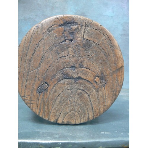 367 - ANTIQUE FRENCH ELM SEATED STOOL