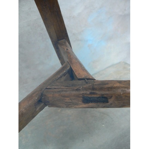 367 - ANTIQUE FRENCH ELM SEATED STOOL