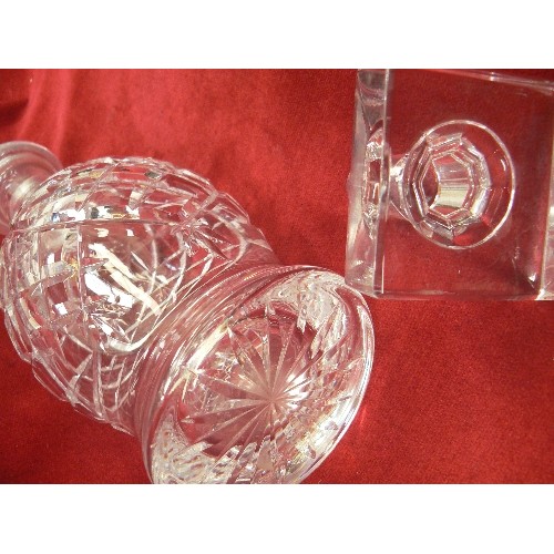 307 - A WATERFORD CRYSTAL DECANTER WITH SQUARE STOPPER