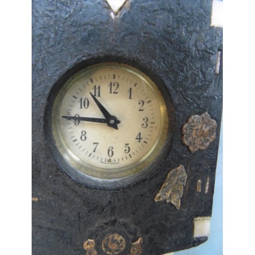 351 - AN UNUSUAL EARLY 20TH CENTURY MINIATURE LONGCASE CLOCK, GERMAN MOVEMENT, WORKING. THE CASE WITH EBON... 