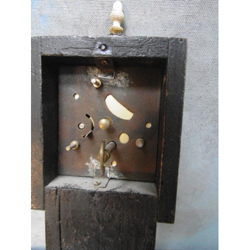 351 - AN UNUSUAL EARLY 20TH CENTURY MINIATURE LONGCASE CLOCK, GERMAN MOVEMENT, WORKING. THE CASE WITH EBON... 