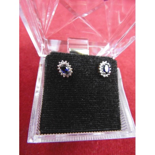 106 - A PAIR OF SAPPHIRE AND DIAMOND EARRING SET IN 9ct GOLD WEIGHT 1.76g