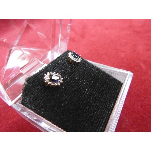 106 - A PAIR OF SAPPHIRE AND DIAMOND EARRING SET IN 9ct GOLD WEIGHT 1.76g