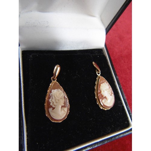 46 - A PAIR OF 9ct GOLD CAMEO EARRINGS WEIGHT 2.54g