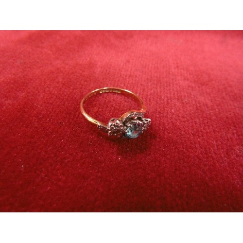 107 - A BEAUTIFUL 18ct GOLD SAPPHIRE AND DIAMOND ENGAGEMENT RING WEIGHT 3.56g SIZE Q