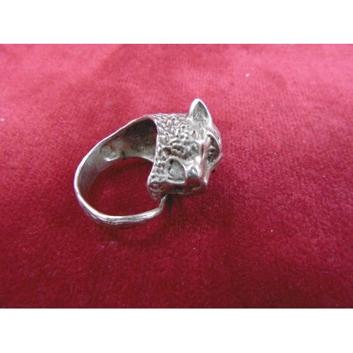 64 - A LARGE SOLID SILVER TIGER RING FITS ALL SIZES AS TAIL NOT FIXED WEIGHT 13.92g