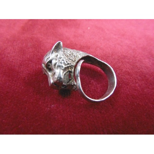 64 - A LARGE SOLID SILVER TIGER RING FITS ALL SIZES AS TAIL NOT FIXED WEIGHT 13.92g