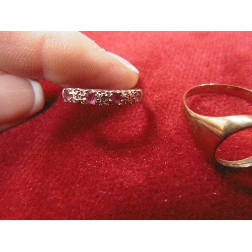 20 - 2 X 9ct GOLD RINGS, ONE WITH RUBY AND DIAMOND THE OTHER GOLD SIGNET RING NO STONE WEIGHT 3.69g