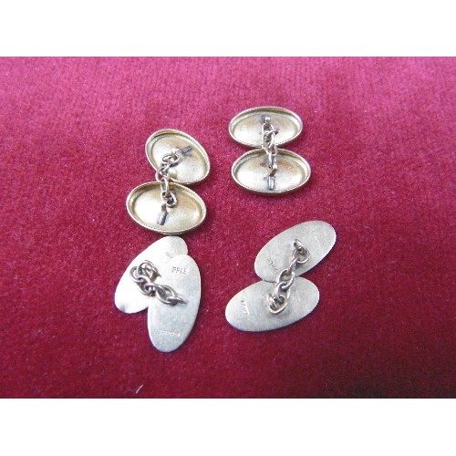 25 - 2 PAIRS OF 9ct GOLD CUFFLINKS 1938 AND  1930`S  WEIGHT 6.10g