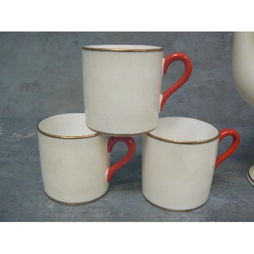 301 - WEDGWOOD COFFEE SET IN ART DECO RED AND IVORY COLOURS -15 PIECES