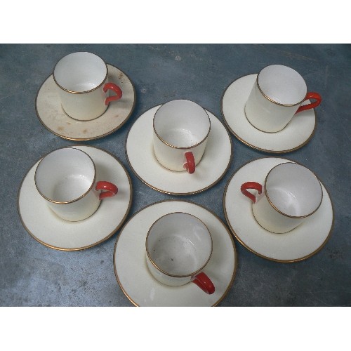 301 - WEDGWOOD COFFEE SET IN ART DECO RED AND IVORY COLOURS -15 PIECES