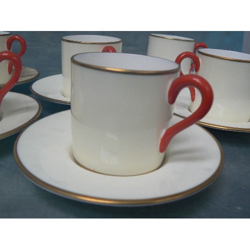 301 - WEDGWOOD COFFEE SET IN ART DECO RED AND IVORY COLOURS -15 PIECES