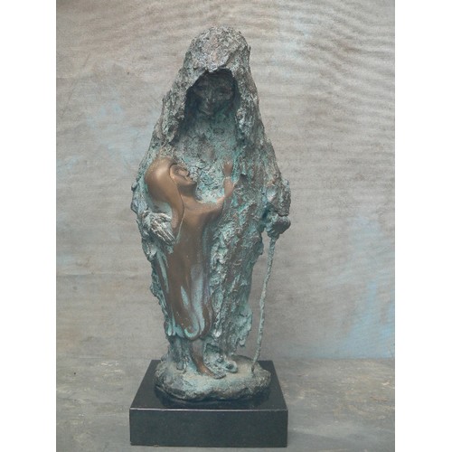 146 - A SUPERB AND HEAVY LATE 20TH CENTURY SOLID CAST BRONZE BY SCULPTOR 