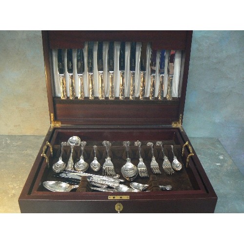 84 - LARGE CANTEEN OF KING AND QUEENS PATTERN SILVER PLATED CUTLERY BY COOPER BROTHERS AND OTHER MAKERS W... 