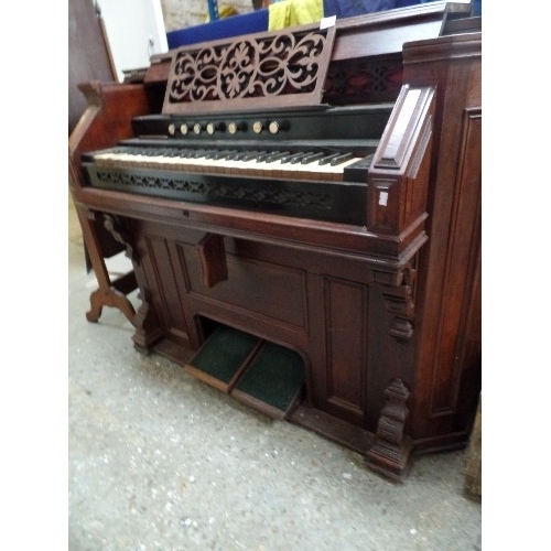 379 - AN ORNATE  VICTORIAN ORGAN HARMONIUM BY CHAPPELL & CO - THE ALEXANDRE ORGAN. 7 STOPS, MAHOGANY CASE ... 