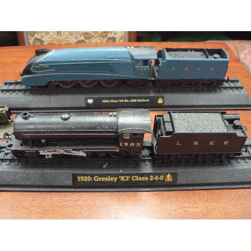 476 - 4 LNER STEAM LOCOMOTIVES INCLUDING MALLARD & FLYING SCOTSMAN + GREAT CENTRAL DIRECTOR CLASS ON PLINT... 