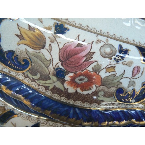 217 - LATE VICTORIAN GRADUATED MEAT PLATES, A TUREEN AND A SAUCE TUREEN BY BOOTHS ENGLAND 