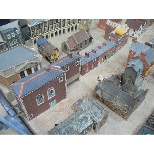 482 - QUANTITY OF OO SCALE CARDBOARD MODEL BUILDINGS FOR A LARGE TOWN