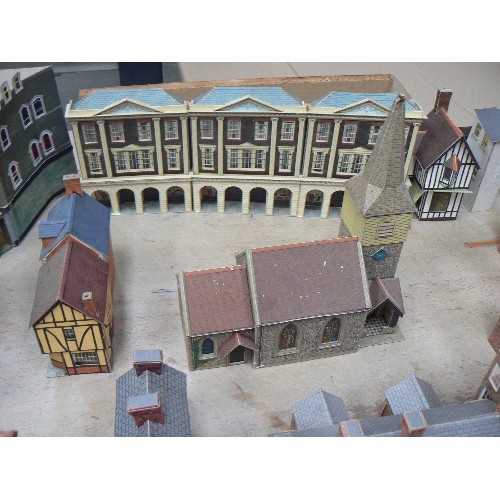 482 - QUANTITY OF OO SCALE CARDBOARD MODEL BUILDINGS FOR A LARGE TOWN