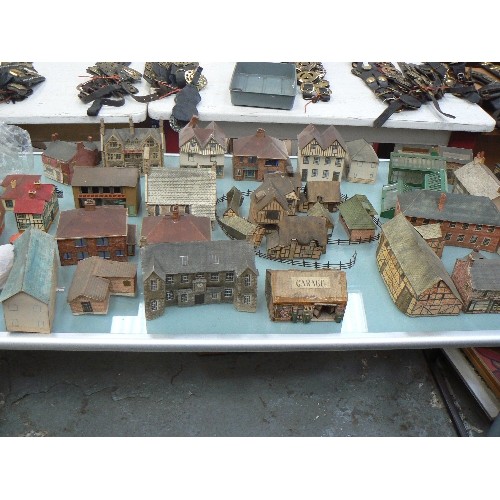 496 - OO GAUGE MODEL TOWN IN PLASTIC & CARDBOARD INC BRICKPAPER, TREES, TELEGRAPH POLES ETC