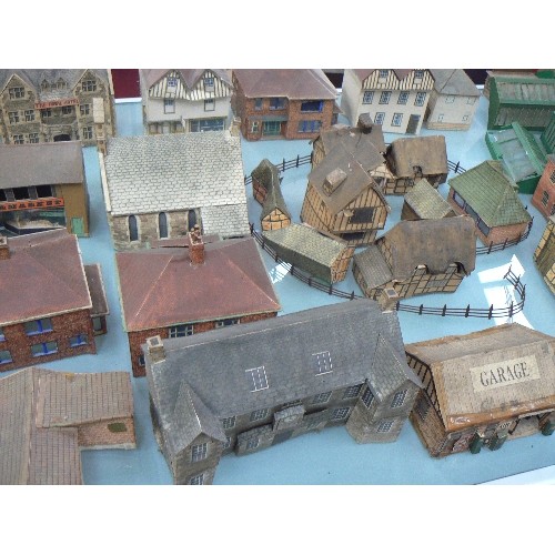 496 - OO GAUGE MODEL TOWN IN PLASTIC & CARDBOARD INC BRICKPAPER, TREES, TELEGRAPH POLES ETC