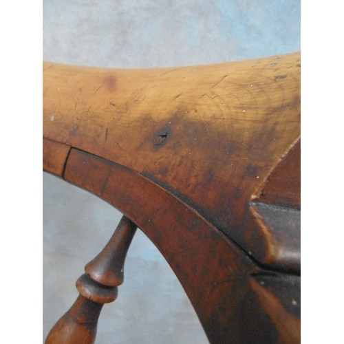 362 - A VICTORIAN SMOKER'S BOW OR CAPTAIN'S CHAIR WITH ELM SEAT - GOOD PATINATION