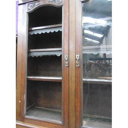 378 - EDWARDIAN MAHOGANY BOOKCASE CABINET - 
 OR A SIDEBOARD IF PREFERRED WITHOUT THE TOP. WITH ART NOUVEA... 