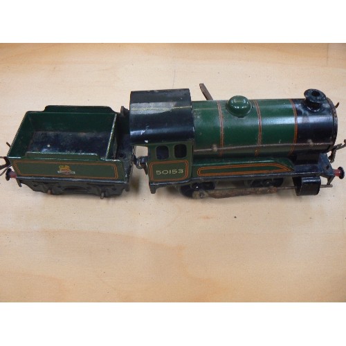 501 - O GAUGE CLOCKWORK HORNBY TYPE 51 TENDER LOCOMOTIVE WITH KEY