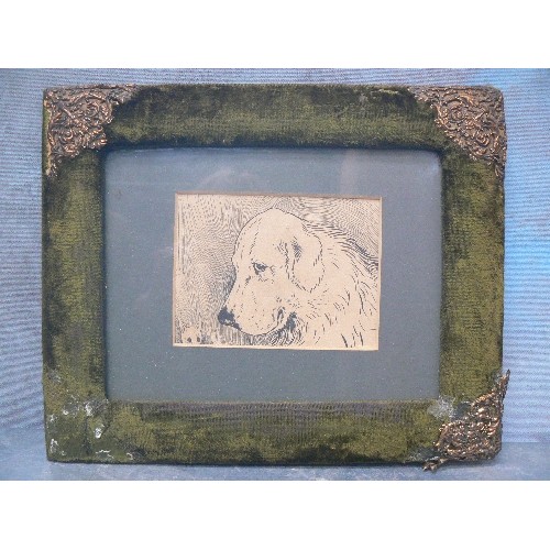 132 - THREE ANTIQUE FRAMES INCLUDING AN EMBOSSED COPPER ART NOUVEAU FRAME, AN EDWARDIAN FABRIC FRAME CONTA... 