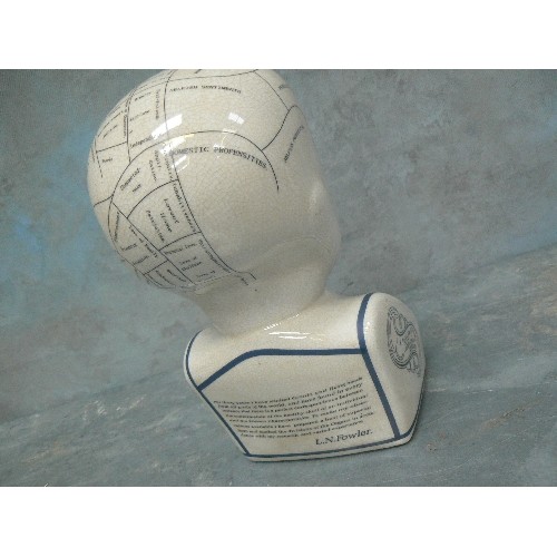 214 - A FULL SIZE CERAMIC PHRENOLOGY BUST MARKED 