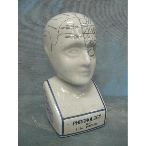 213 - A FULL SIZE CERAMIC PHRENOLOGY BUST MARKED 