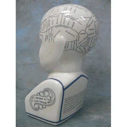 213 - A FULL SIZE CERAMIC PHRENOLOGY BUST MARKED 