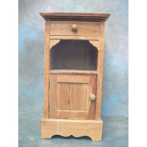 374 - VINTAGE PINE CUPBOARD OR BEDSIDE TABLE WITH DRAWER