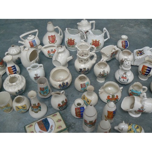 205 - LARGE COLLECTION OF ANTIQUE CRESTED CHINA INCLUDING GOSS. MANY LOCAL TOWNS (PETERBOROUGH, WISBECH, C... 