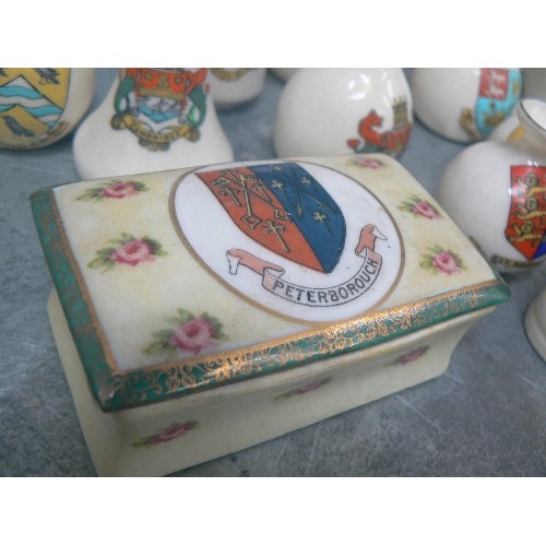 205 - LARGE COLLECTION OF ANTIQUE CRESTED CHINA INCLUDING GOSS. MANY LOCAL TOWNS (PETERBOROUGH, WISBECH, C... 