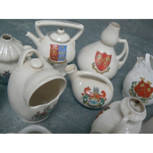 205 - LARGE COLLECTION OF ANTIQUE CRESTED CHINA INCLUDING GOSS. MANY LOCAL TOWNS (PETERBOROUGH, WISBECH, C... 