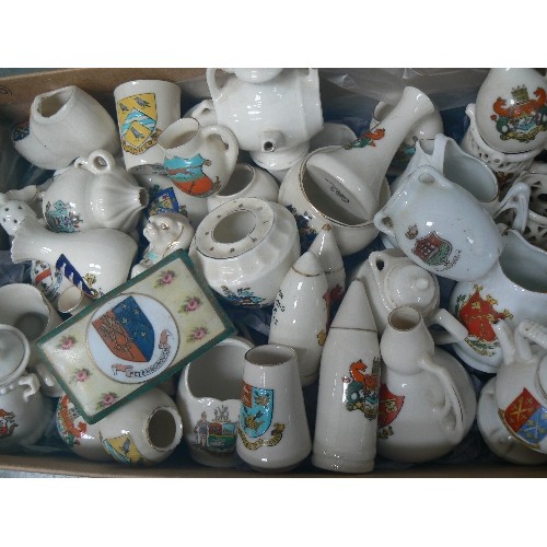 205 - LARGE COLLECTION OF ANTIQUE CRESTED CHINA INCLUDING GOSS. MANY LOCAL TOWNS (PETERBOROUGH, WISBECH, C... 